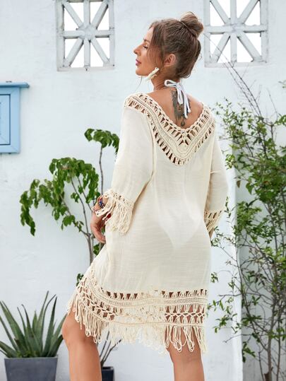 SHEIN Swim ملابس بحر أطراف مكشكشة شفاف بدون بيكيني