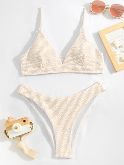 طقم تانكيني حريمي Swim Basics محكم تانكيني سباحة طقم سباحة كامي حمالة صدر & قص عالي 2قطع بدلة سباحة