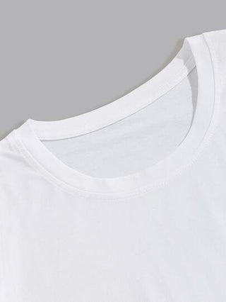Manfinity Homme تي شيرت بحافة منحنية للرجال