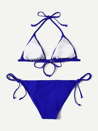 Swim Basics مجموعة بيكيني مونو للشاطئ الصيفي، حمالة وسروال مربوط عند الخصر قطعتان