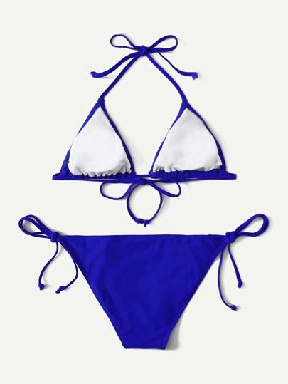 Swim Basics مجموعة بيكيني مونو للشاطئ الصيفي، حمالة وسروال مربوط عند الخصر قطعتان