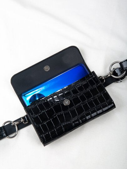 حقيبة خصر صغيرة بطية محفورة بنمط تمساح للفتيات المراهقات والنساء وطلاب الكليات والمبتدئين والعاملين الذين يرتدون الأزياء الرسمية باللون الأبيض ،مناسبة للاستخدام في المكتب أو الجامعة أو العمل أو الأعمال أو التنقل