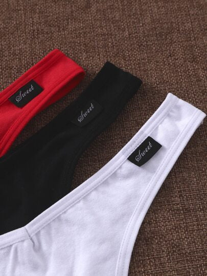 SHEIN 3عبوات مجموعة سراويل داخلية قصيرة جذابة ولون واحد