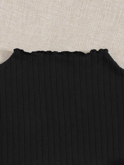 SHEIN EZwear 3 حبات تيشيرت بياقة واقفة وحافة ذات جوانب مموجة
