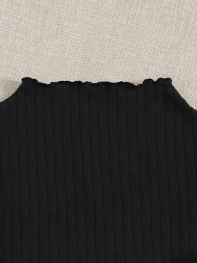 SHEIN EZwear 3 حبات تيشيرت بياقة واقفة وحافة ذات جوانب مموجة