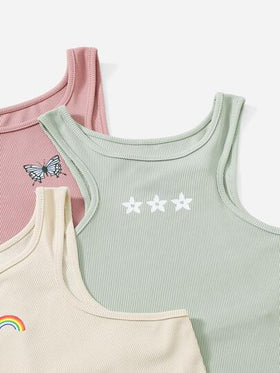 SHEIN 3 طقم ملابس علوية خزانة وشورت طباعة جرافيك