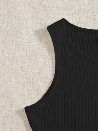 EZwear ملابس علوية بلا أكمام بياقة مستديرة لون واحد سيدات، ملابس علوية كاجوال بسيط للارتداء اليومي