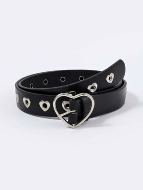 1 حزام للنساء بإبزيم على شكل قلب مفرغ، أنيق ومتعدد الاستخدامات للفساتين والمعاطف والجينز والبناطيل، مناسب لمناسبات عيد الحب والصيف والمدرسة والخريف وعيد الهالوين