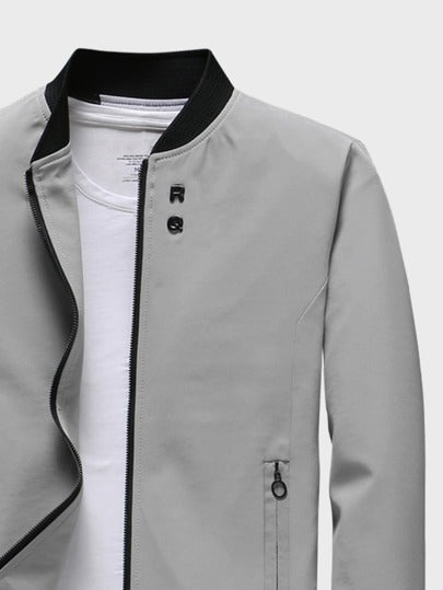 Manfinity Homme 1 قطعة جاكيت بومبر رجالية مزودة بسحاب، خريف