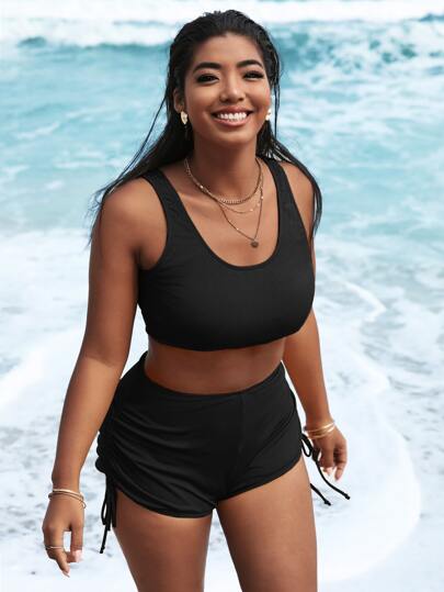 Swim Vcay شورت بيكيني برباط جانبي مقاس كبير