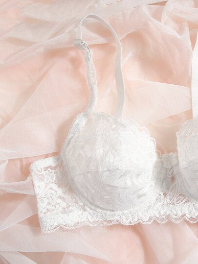 DesireSculpt طقم ملابس داخلية بحمالة سلكية مزخرف بالزهور والدانتيل، عبوتان