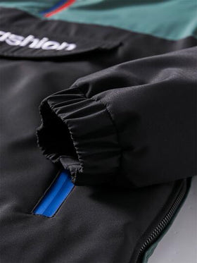 Manfinity Homme معطف رياضي خفيف الوزن مع سحاب نصفي وغطاء للرأس، ذو تصميم ألوان متباينة ومطرز بحرف، مناسب للخروج والنشاطات الرياضية، هدية مناسبة للأصدقاء والأزواج والأحباء، معطف رجالي مع غطاء للرأس، ملابس خارجية رجالية، معطف رجالي ذو ألوان متباينة، مناسب ل