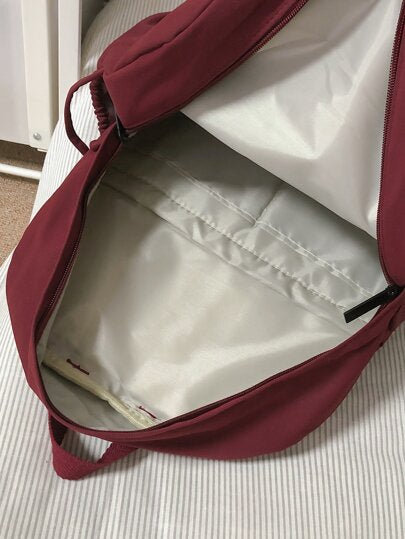 حقيبة ظهر كبيرة ذات لون مصمت بخطوط بسيطة مناسبة للسفر والتسوق وحمل الكمبيوتر المحمول والكتب المدرسية، قطعة واحدة شنطه جامعه شنط جامعات شنطة ظهر للسفر حقيبه جامعه