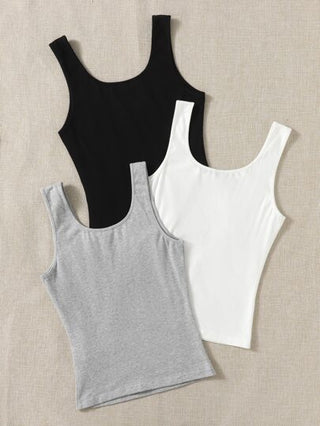 EZwear ملابس علوية كاجوال ضيق القصات للسيدات ذو أشرطة عريضة للون الصلب، يناسب الاستخدام اليومي