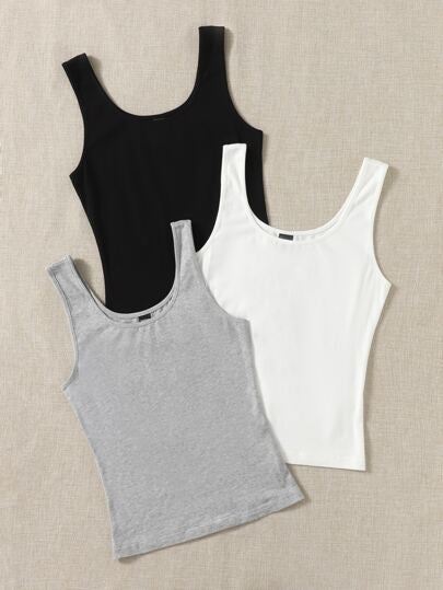 EZwear ملابس علوية كاجوال ضيق القصات للسيدات ذو أشرطة عريضة للون الصلب، يناسب الاستخدام اليومي