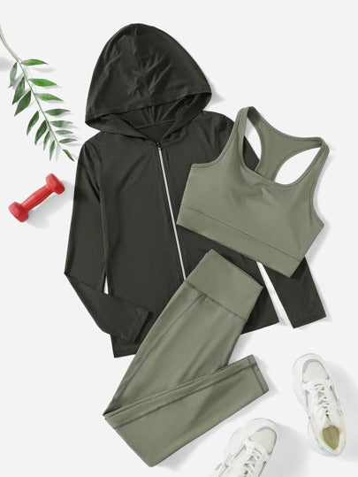 SHEIN Cheerettes 3 قطع مجموعة رياضية قابلة للتنفس، مجموعة ملابس للسفر للنساء، مجموعة تدريب للنساء