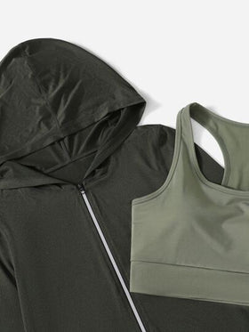SHEIN Cheerettes 3 قطع مجموعة رياضية قابلة للتنفس، مجموعة ملابس للسفر للنساء، مجموعة تدريب للنساء