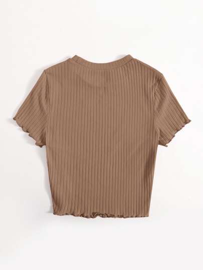 EZwear تيشيرت مضلع مخرم متموج صيفي للخروج
