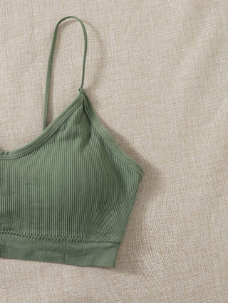 Shein Underwear&Sleepwear Basics طقم حمالة صدر مضلعة سادة - 4 قطع