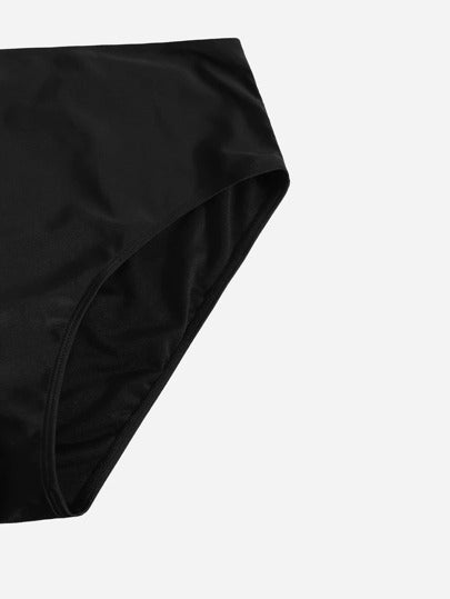 Swim Basics مقاس كبير موحدة اللون طقم بيكيني رسن مثلث حمالة صدر & خصر عالي لباس قيعان وغطاء فستان 3قطعات بدلة سباحة