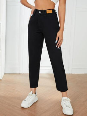 SHEIN PETITE جينز بسحاب وقصة رجل مستقيمة وخصر عالي
