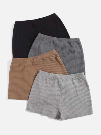 EZwear 4 قطع من السراويل القصيرة الكاجوال والمحبوكة بتريكو فصلي