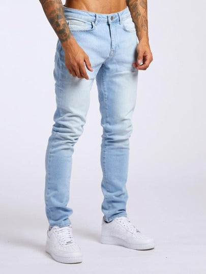 ROMWE MEN Casual بنطلون جينز قطني مغسول، المدرسة