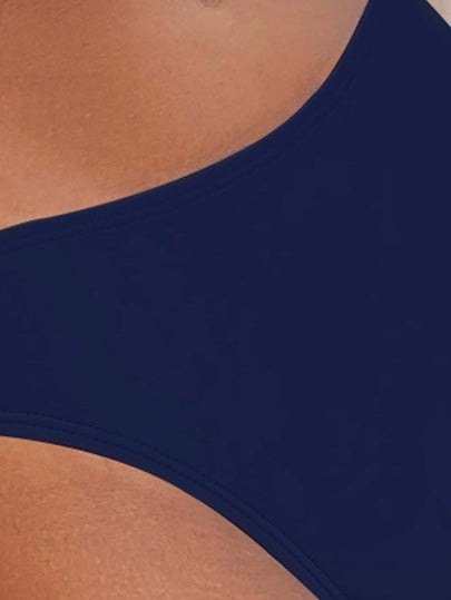 Swim Vcay بكيني بياقة على شكل حرف V سادة للنساء للصيف بالشاطئ