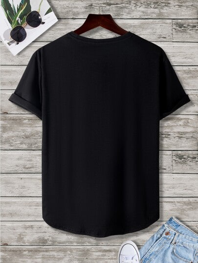 Manfinity Homme قمصان رجالية على المقاس ، ياقة طاقم ، أكمام قصيرة ، تي شيرت جرافيك كيوت جرافيك عارضة للأزياء ، مضحكة ، الصيفية ، بوليستر