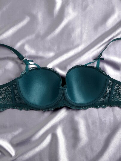 Shein Underwear&Sleepwear Basics 3 قطع من الملابس الداخلية حمالة صدر من الدانتيل الزهري