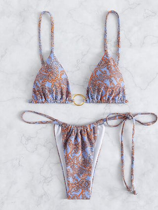Swim SXY طباعة بيزلي طقم بيكيني مثلث حمالة صدر & سروال داخلي ثونغ لباس قيعان 2قطع النمط الغربي بدلة سباحة