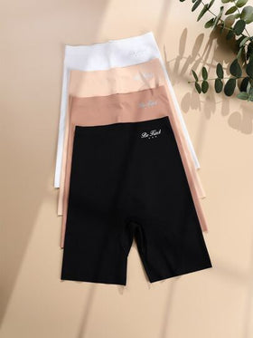 SHEIN 4 حزم سروال داخلي بسيط ذو طباعة إنشائية بألوان صلبة، بارز