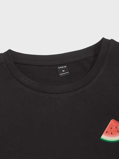SHEIN للرجال طقم لباس منزلي بطباعة البطيخ