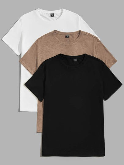 SHEIN للرجال تي شيرت ياقة دائري لباس استراحة 3 قطع