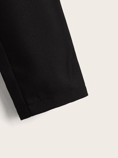 SHEIN سروال صبي صلب يومي بساق مستقيمة وخصر مطاطي بسحاب