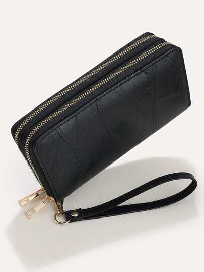 غلاف دفتر شيكات مفصل بالغرز، حقيبة هدية للنساء، محفظة، محفظة طويلة، محفظة معصمية