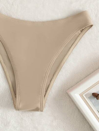 Swim Basics موحدة اللون طقم بيكيني حمالة صدر مرفوع & سروال بيكيني 2قطع بدلة سباحة