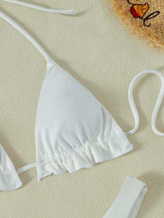 Swim بكيني مجموعة ذات سرير رباعي الحافة الوحيدة للصيف، صدرية مثلثة هالتر والجزء السفلي من البكيني ذو قطع عالي القطع قطعتين
