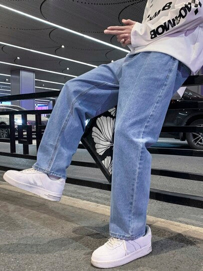 بنطلون جينز جيب مائل للرجال