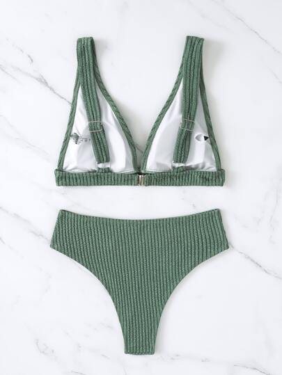 طقم تانكيني حريمي Swim مضلع طقم بيكيني مشبك خلف تانك حمالة صدر & خصر عالي لباس قيعان 2قطع بدلة سباحة