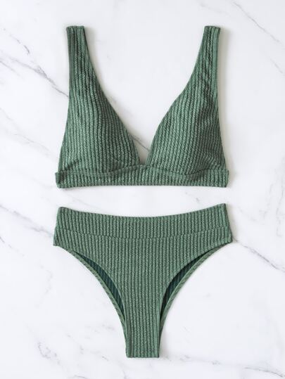 طقم تانكيني حريمي Swim مضلع طقم بيكيني مشبك خلف تانك حمالة صدر & خصر عالي لباس قيعان 2قطع بدلة سباحة