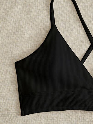 طقم تانكيني حريمي Swim مضلع تانكيني سباحة طقم أشرطة متقاطعة رباط خلف صدرية كامي & ربطة جانبي لباس قيعان 2قطع بدلة سباحة