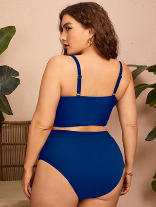 Swim Lushoire مجموعة بيكيني صيفية للشاطئ مقاس كبير بطبعة عباد الشمس