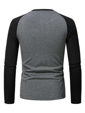 Manfinity Homme تي شيرت ألوان متجانسة اكمام راجلان للرجال
