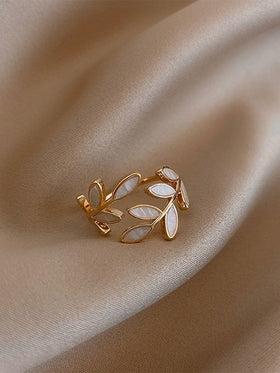 Andkiss خاتم مفتوح مزين بأوراق شجررمضان