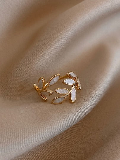 Andkiss خاتم مفتوح مزين بأوراق شجررمضان