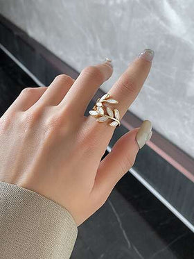 Andkiss خاتم مفتوح مزين بأوراق شجررمضان