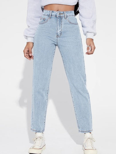 SHEIN EZwear جينز مخروط وخصر عالي