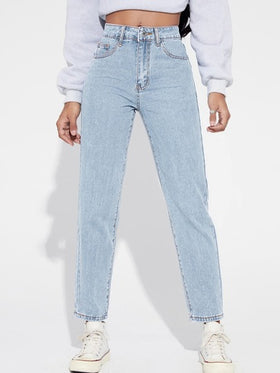 SHEIN EZwear جينز مخروط وخصر عالي