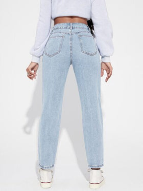 SHEIN EZwear جينز مخروط وخصر عالي